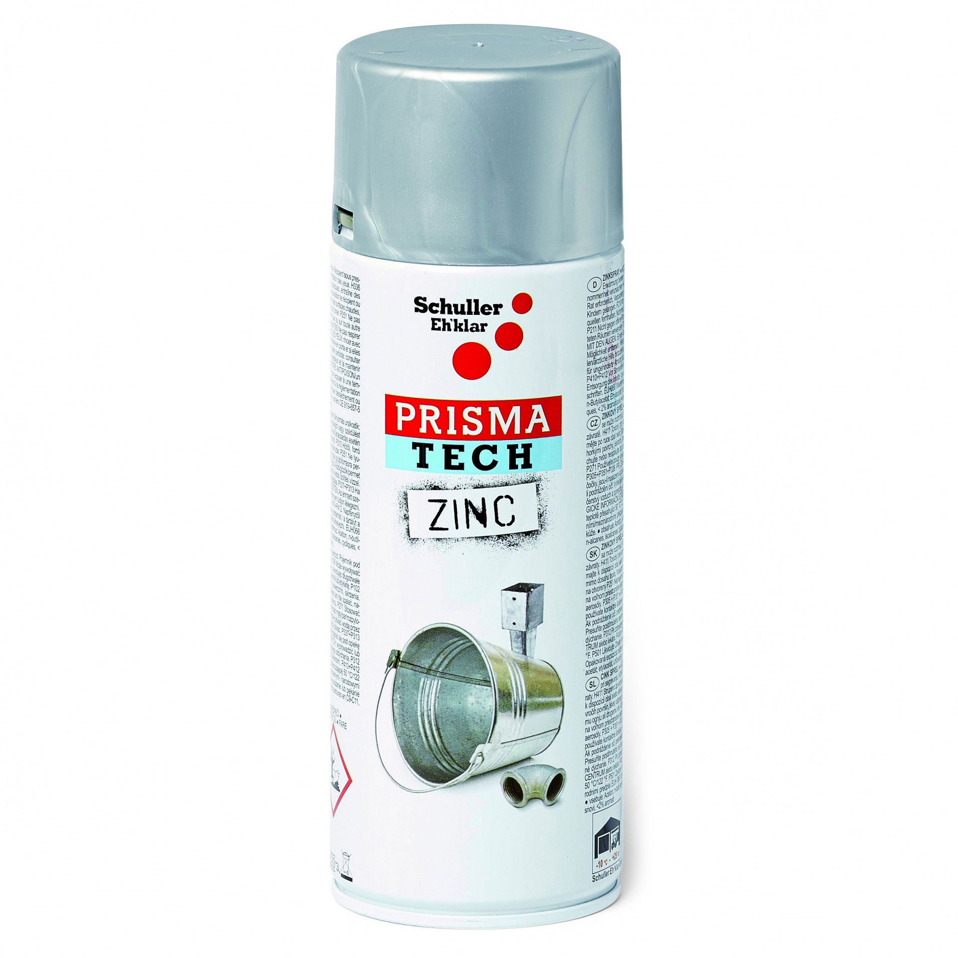 Schuller PRISMA TECH ZINC cink részecskékkel dúsított lakkspray, világosszürke, 400 ml termék fő termékképe