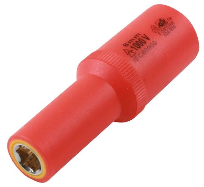 Laser Tools LAS-7562 3/8"-os 6 lapú VDE 1000 V szigetelt mágneses dugókulcs fej, hosszított kivitel, 8 mm termék fő termékképe