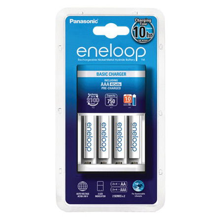 Panasonic K-KJ51MCC04E eneloop időzítős akkutöltő + 4 db AAA (micro) eneloop akkumulátor (min. 750 mAh, 2100 ciklus) termék fő termékképe