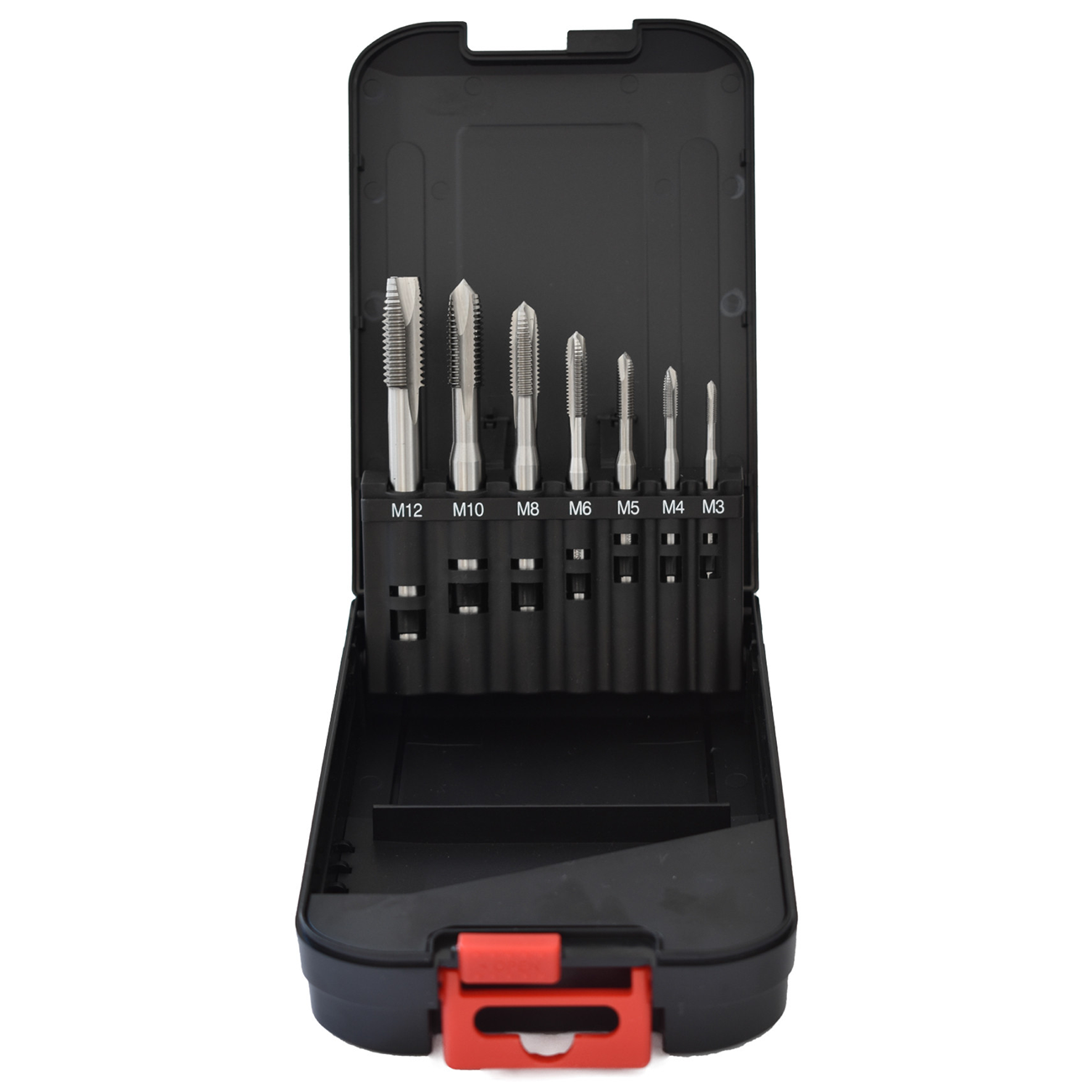 Abraboro HSS-Co 7 részes gépi menetfúró készlet 4-5 terelőéllel átmenőfurathoz (DIN 371 B) termék fő termékképe