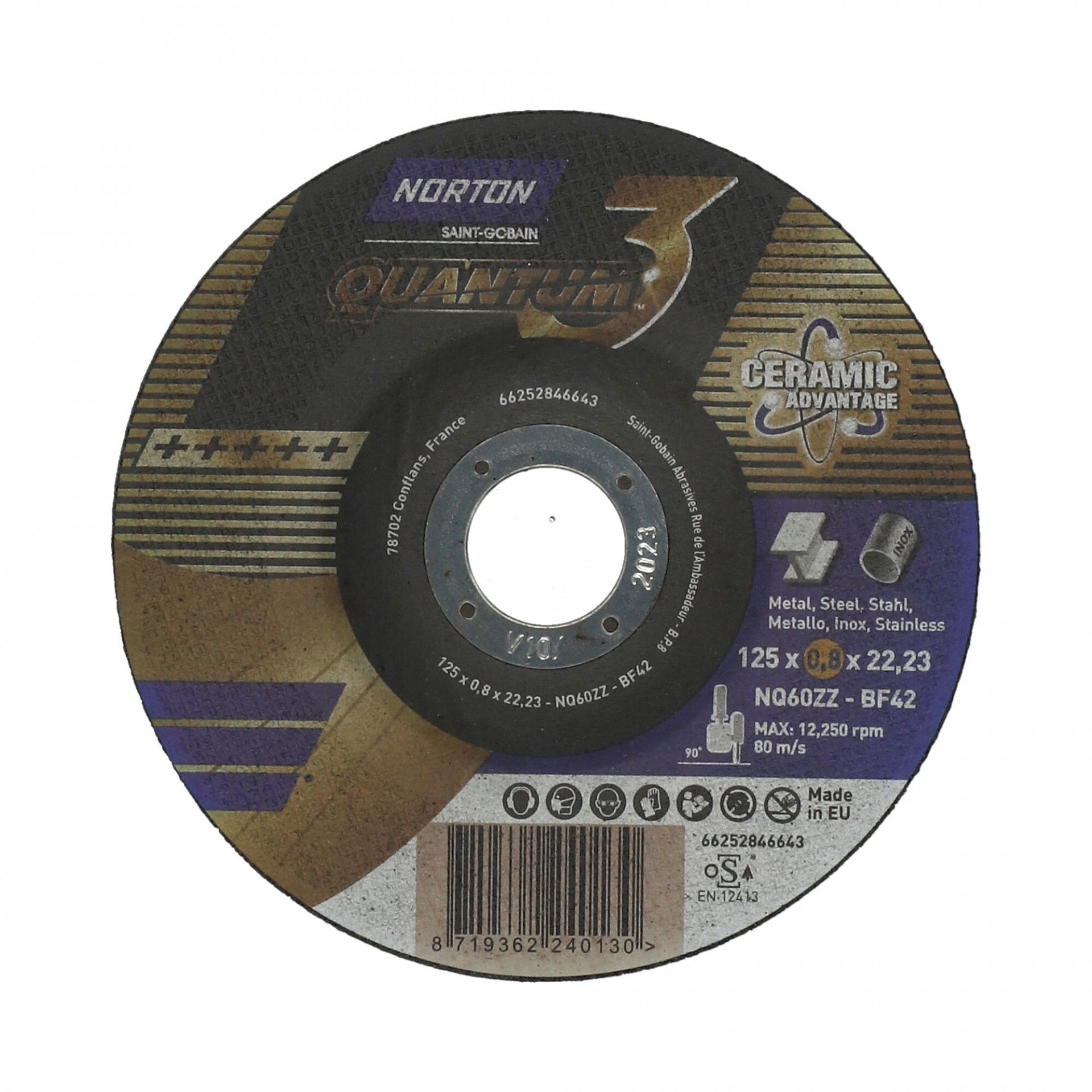 Norton Quantum3 fém-inox vágókorong 125x0,8x22,23mm BF42, 25 db/csomag termék fő termékképe