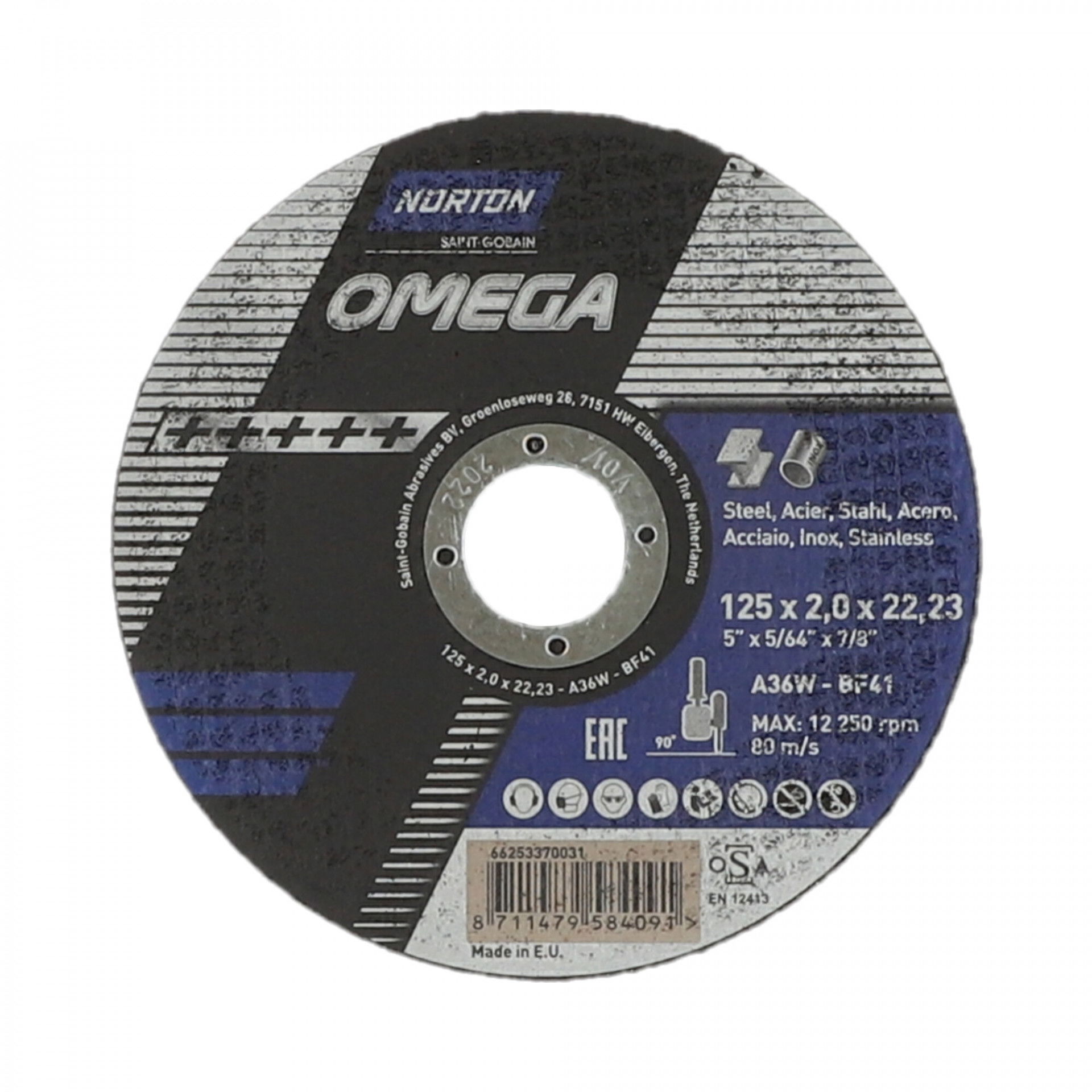 Norton Omega vágókorong 125x2,0x22,23mm A36W, 25 db/csomag termék fő termékképe