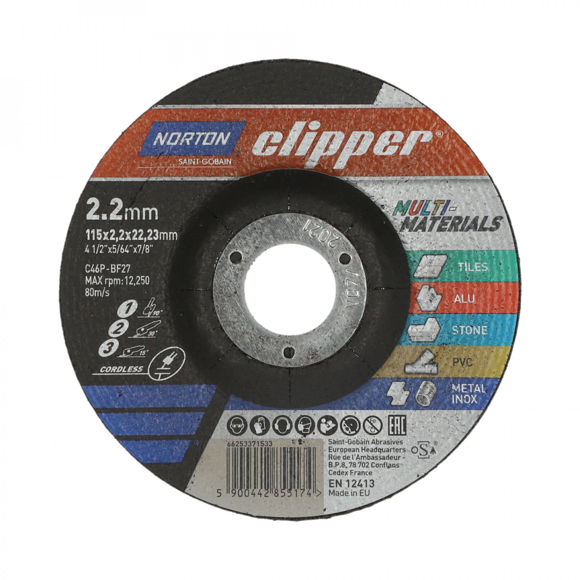 Norton Clipper Multimaterial vágókorong 115x2,2x22,23mm C46P, 25 db/csomag termék fő termékképe