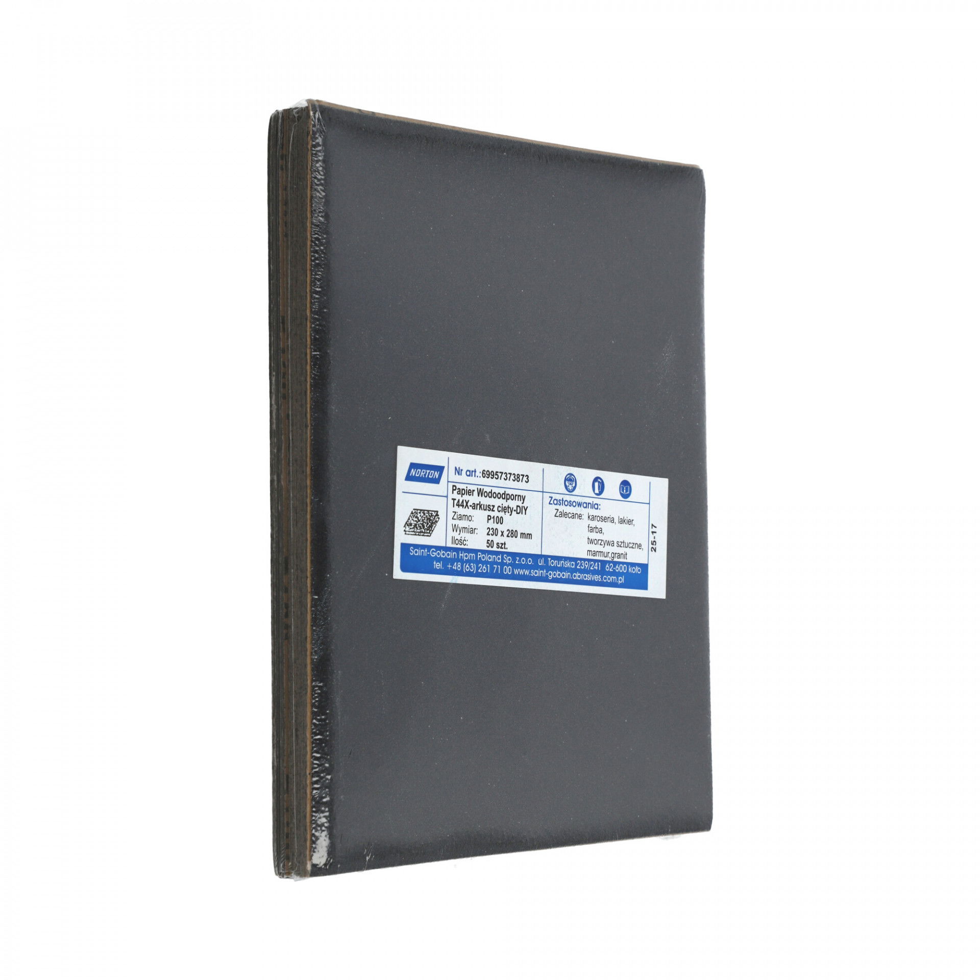 Norton T44X vízálló csiszolópapír 230x280mm P100, 50db/csomag termék fő termékképe