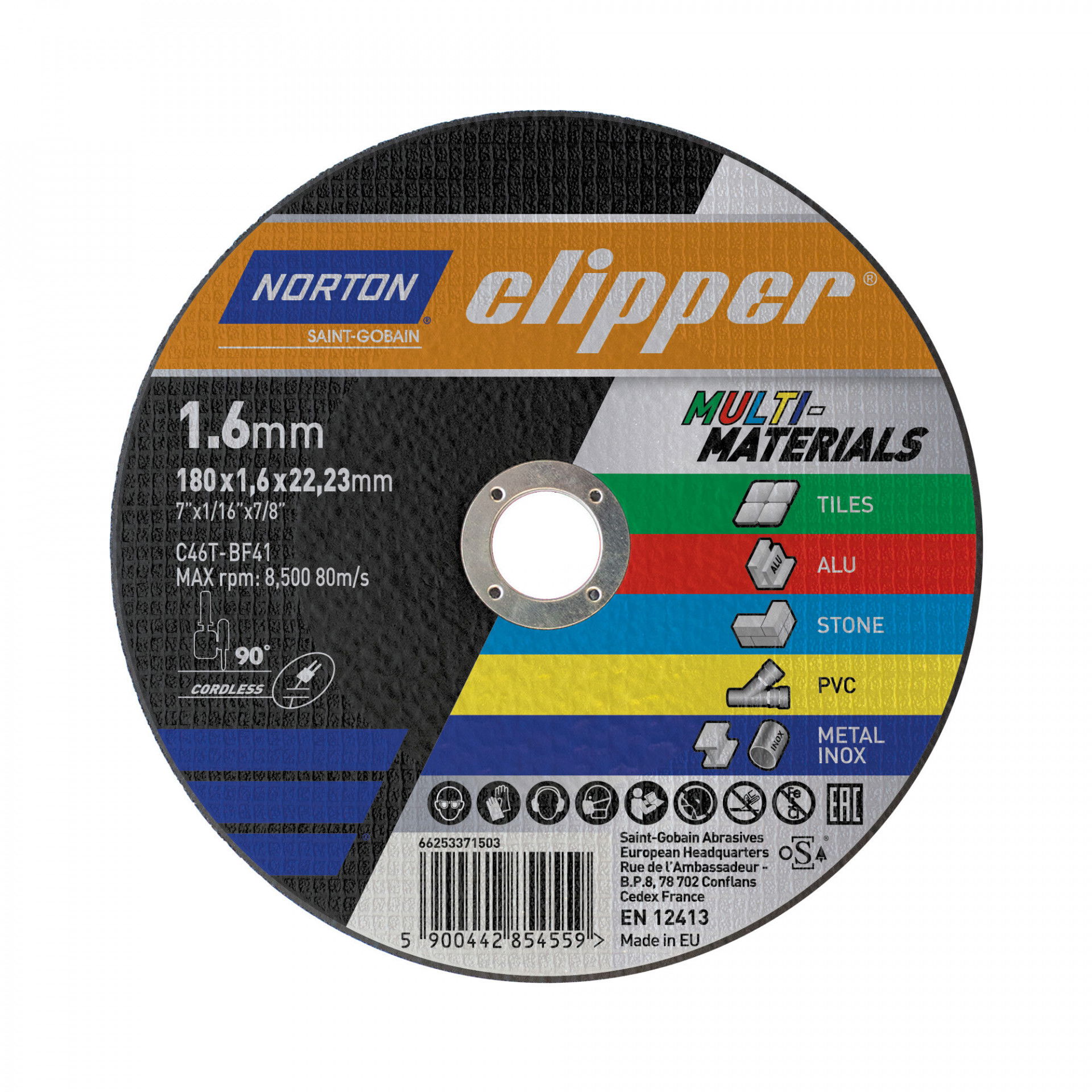 Norton Clipper Multimaterial vágókorong 180x1,6x22,23mm C46T, 25 db/csomag termék fő termékképe