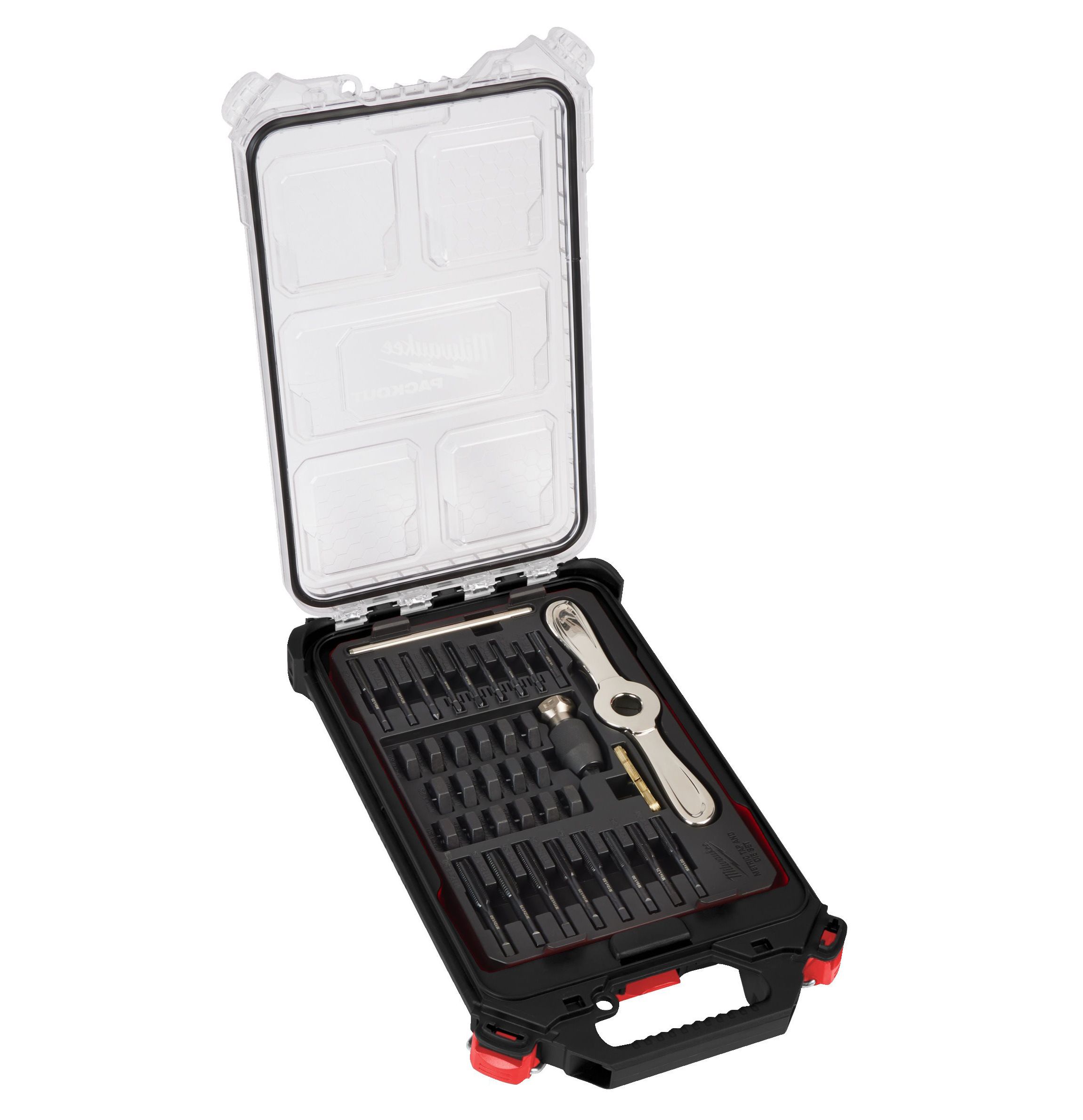 Milwaukee PACKOUT™ menet-metsző, -fúró készlet keskeny rendszerezőben, 38 részes termék fő termékképe