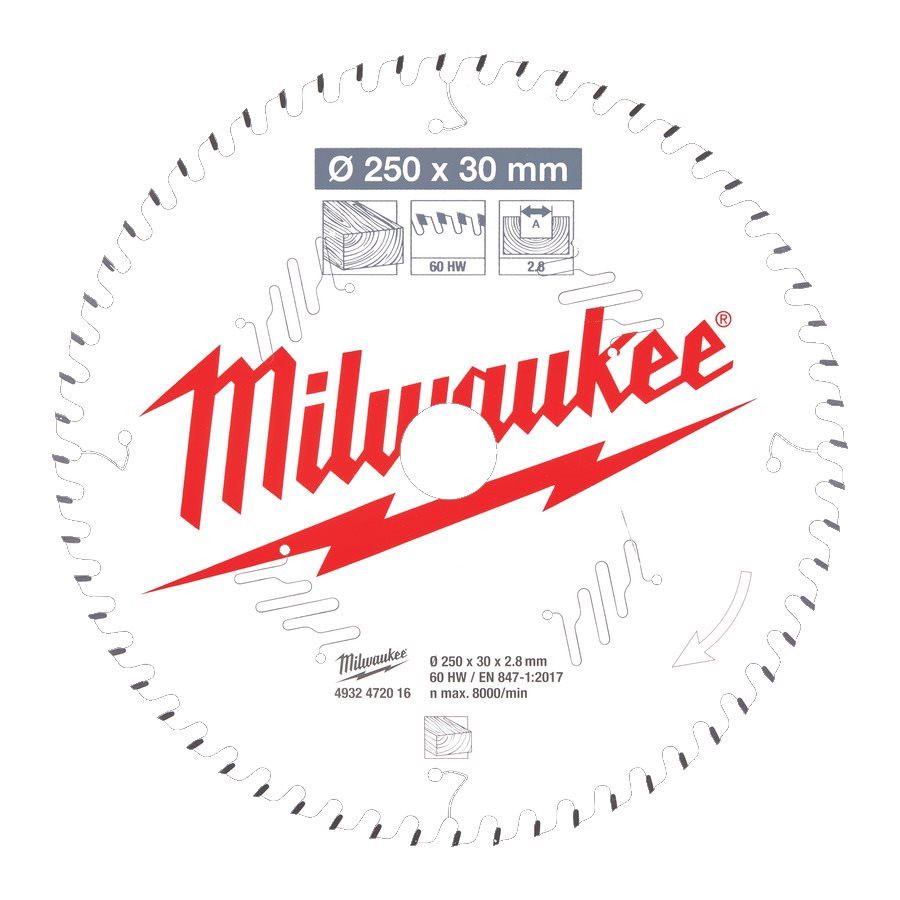 Milwaukee CSB MS W körfűrészlap 250/30/60ATB termék fő termékképe