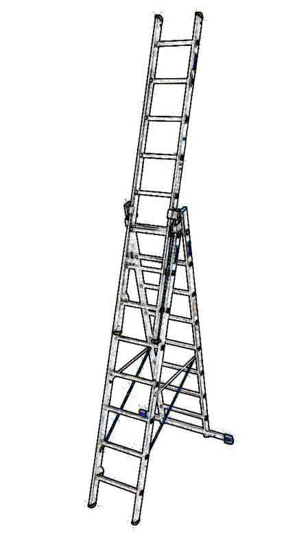 Demotech QW8RT 3x8 fokos háromrészes sokcélú létra, 24262BER termék fő termékképe
