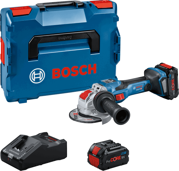 Bosch GWX 18V-15 SC BITURBO X-LOCK akkus sarokcsiszoló (2 x 8.0 Ah Li-ion akkuval, L-BOXX-ban) termék fő termékképe